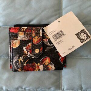 Anne Klein Card Case Wallet Black Floral AKH3941 NWT